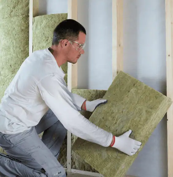 Stone Wool Acoustic Insulation Stone wool acoustic insulation installed in a wall for soundproofing