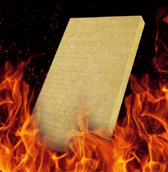 Stone Wool Fire Resistance Stone wool insulation board with high fire resistance surrounded by flames